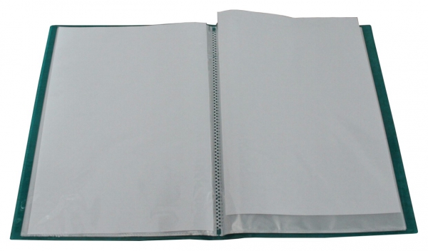EXXO by HFP Flexibles Sichtbuch / Sichthüllenmappe / Soft-Schtbuch, A4, aus PP, mit 10 fest eingeschweißten und oben offenen Klarsichthüllen, mit Hülle auf dem Front- und Rückendeckel, Farbe: transparent türkis – 1 Stück