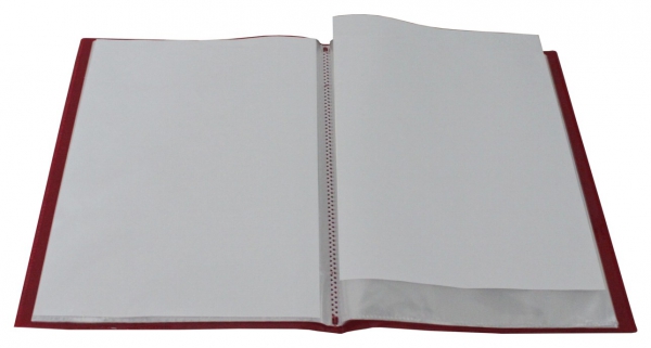 EXXO by HFP Flexibles Sichtbuch / Sichthüllenmappe / Soft-Schtbuch, A4, aus PP, mit 20 fest eingeschweißten und oben offenen Klarsichthüllen, mit Hülle auf dem Front- und Rückendeckel, Farbe: transparent rot– 1 Stück
