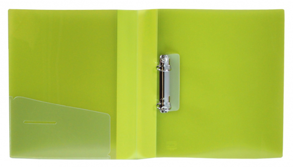 EXXO by HFP Ringbuch / Ringmappe / Ringordner, A4, aus PP, mit Stegtasche und Innentasche, mit 2er D-Ring-Mechanik, Farbe: transparent limone– 1 Stück