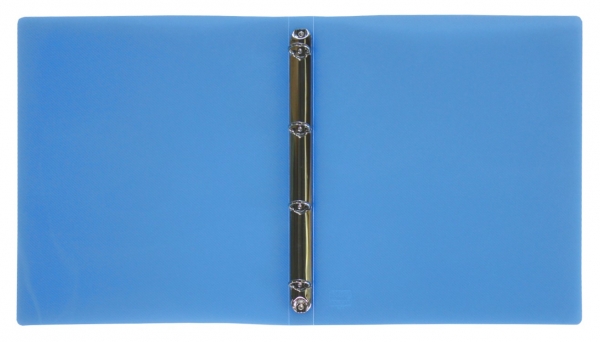 EXXO by HFP Ringbuch / Ringmappe / Ringordner, A4, aus PP, mit 4er Rundringmechanik und selbstklebenden Rückenschild, Farbe: transparent blau – 1 Stück