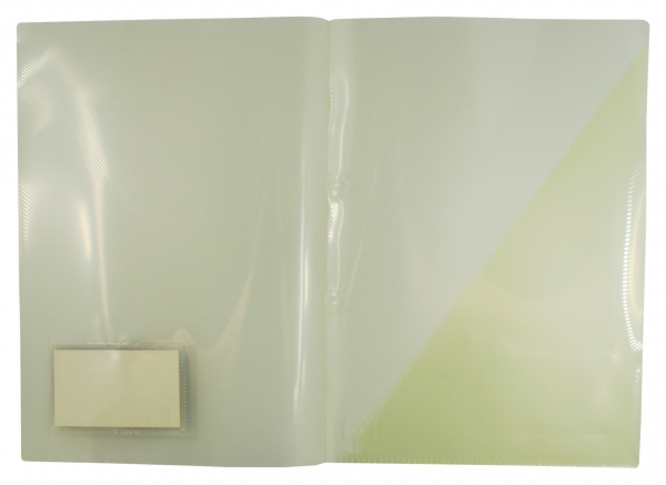 EXXO by HFP Angebotsmappen A4 / Einlegemappen / Sichttaschen A4, aus PP, mit Abheftvorrichtung, Visitenkartenhalter und Innentasche, Farbe: transparent gelb- 10 Stück
