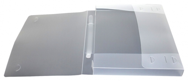 EXXO by HFP Dokumentenbox / Sammelbox / Aufbewahrungsbox A4 quer, aus PP, mit Tragegriff und Steckverschluss, Farbe: transparent weiss - 1 Stück