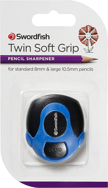 Swordfish 'Twin Soft Grip' Doppel-Loch Stifte-Anspitzer, mit Gummiumrandung, Farbe: BLAU - 1 Stück