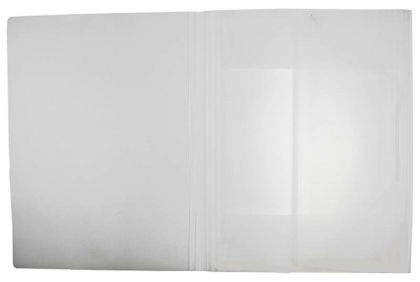 EXXO by HFP Eckspanner / Gummizugmappe / Sammelmappe, A4, aus PP, mit 30mm Füllhöhe, mit Gummizug und 3 Einschlagklappen im Rückendeckel, Farbe: natur– 1 Stück