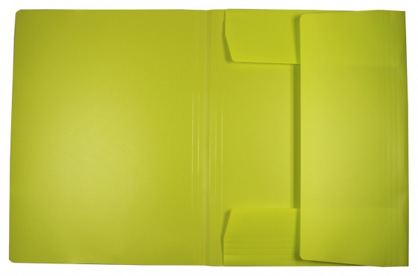 EXXO by HFP Eckspanner / Gummizugmappe / Sammelmappe, A4, aus PP, mit 30mm Füllhöhe, mit Gummizug und 3 Einschlagklappen im Rückendeckel, Farbe: limone– 1 Stück