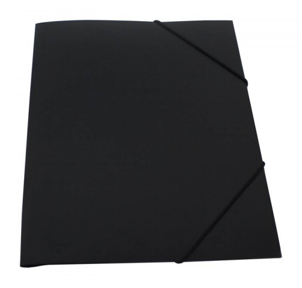 EXXO by HFP Eckspanner / Gummizugmappe / Sammelmappe, A4, aus PP, mit 30mm Füllhöhe, mit Gummizug und 3 Einschlagklappen im Rückendeckel, Farbe: schwarz – 1 Stück