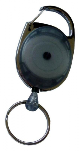 JOJO – Ausweishalter Ausweisclip Schlüsselanhänger ovale Form, Metallumrandung Schlüsselring, Farbe transparent rauch - 10 Stück