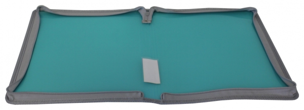 EXXO by HFP Zipper-Mappe / Portfoliomappe / Reissverschlusstasche, A4 XL, aus PP, mit 30mm Füllhöhe, mit Reissverschluss, Einschubtasche innen und Beschriftungstasche , Farbe: transparent türkis – 1 Stück