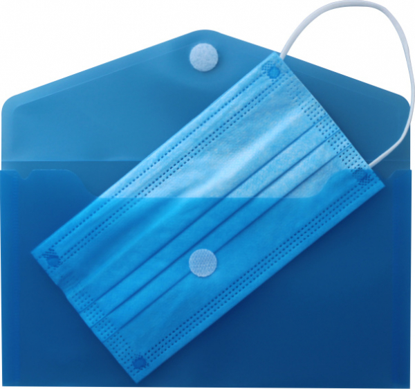 Dokumententaschen Sammelmappen Sichttaschen DIN Lang quer transparent blau- Dokumentenmappe mit Klappe und Klettverschluss - 10 Stück