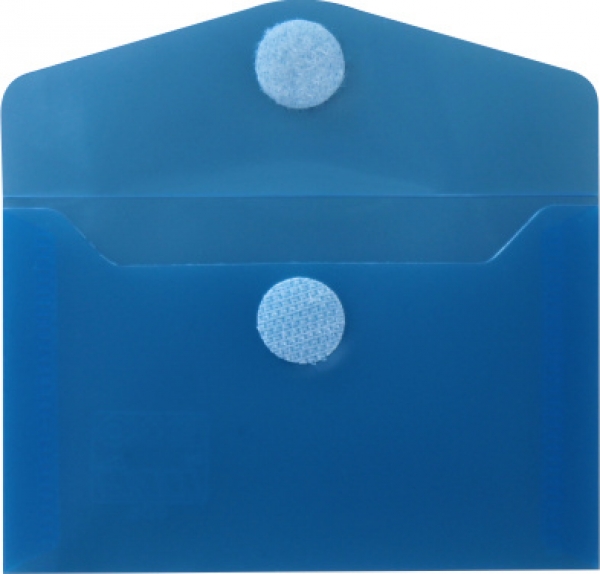 Visitenkartentaschen / Sammeltaschen / Sichttaschen, quer, aus PP,  mit Klappe und Klettverschluss, Farbe: transparent blau - 10 Stück