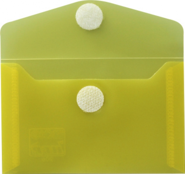 Visitenkartentaschen / Sammeltaschen / Sichttaschen, quer, aus PP,  mit Klappe und Klettverschluss, Farbe: transparent gelb - 10 Stück