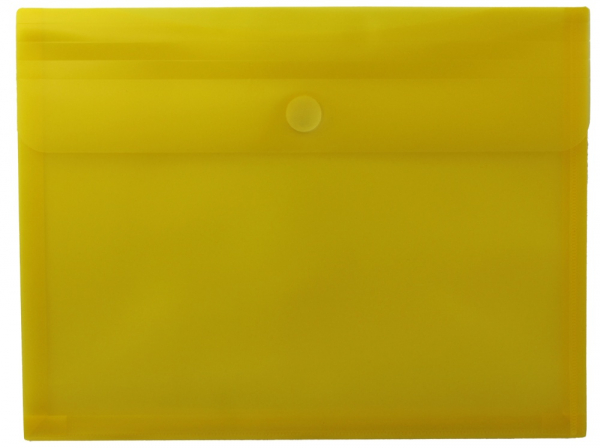 Dokumententaschen A4 quer mit umlaufender Dehnfalte u. Klettverschluss, transparent gelb, mit 30 mm Füllhöhe, aus PP - 10 Stück