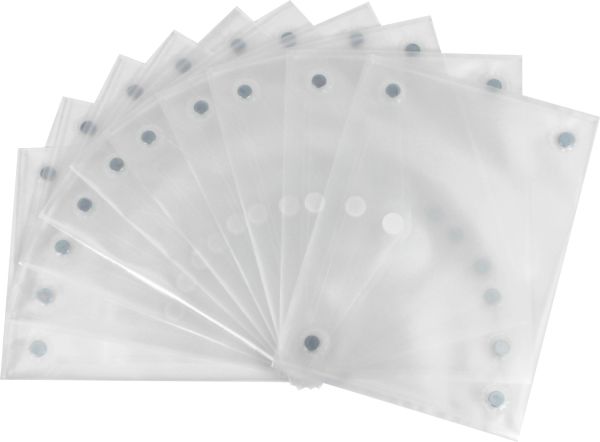 Magnettasche A4 mit 4 aufgeschweißten Magneten und Klettverschluss, Farbe: transparent natur – 10 Stück