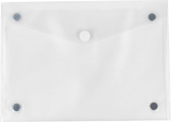 Magnettasche A4 mit 4 aufgeschweißten Magneten und Klettverschluss, Farbe: transparent natur – 10 Stück