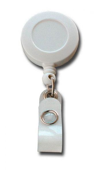 JOJO – Ausweishalter Ausweisclip Schlüsselanhänger, runde Form, Gürtelclip, Druckknopfschlaufe, Farbe weiss - 10 Stück