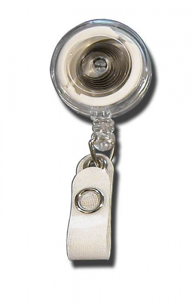 JOJO – Ausweishalter Ausweisclip Schlüsselanhänger, runde Form, Gürtelclip, Druckknopfschlaufe, Farbe transparent klar - 100 Stück