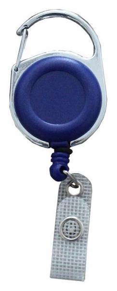 JOJO – Ausweishalter Ausweisclip Schlüsselanhänger runde Form Metallumrandung Druckknopfschlaufe Farbe blau - 10 Stück