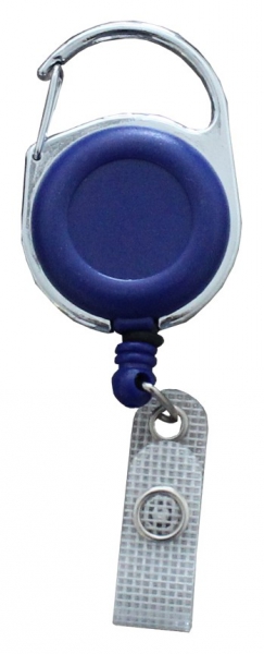 JOJO – Ausweishalter Ausweisclip Schlüsselanhänger runde Form Metallumrandung Druckknopfschlaufe Farbe blau - 100 Stück
