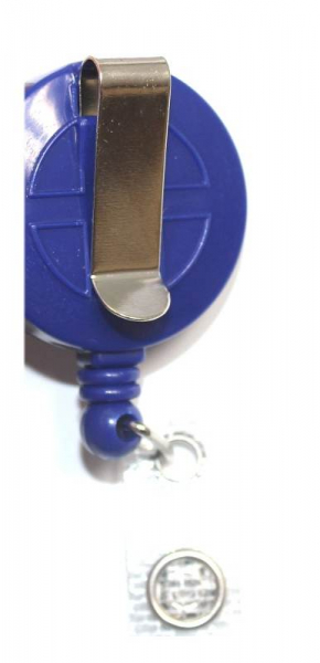 JOJO – Ausweishalter Ausweisclip Schlüsselanhänger runde Form Druckknopfschlaufe Farbe blau - 100 Stück