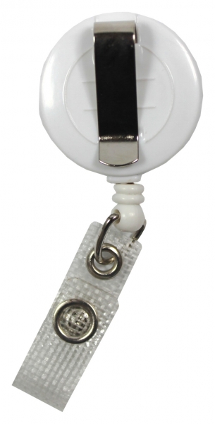 JOJO – Ausweishalter Ausweisclip Schlüsselanhänger runde Form Druckknopfschlaufe Farbe weiß - 10 Stück