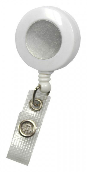 JOJO – Ausweishalter Ausweisclip Schlüsselanhänger runde Form Druckknopfschlaufe Farbe weiß - 10 Stück