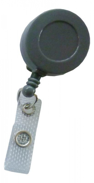 JOJO – Ausweishalter Ausweisclip Schlüsselanhänger, runde Form, Gürtelclip, Druckknopfschlaufe, Farbe grau - 10 Stück