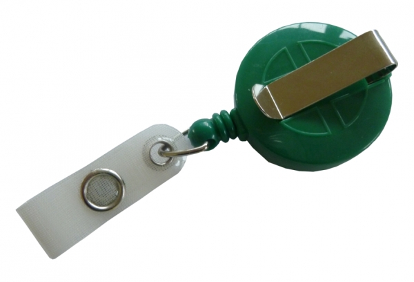 JOJO – Ausweishalter Ausweisclip Schlüsselanhänger, runde Form, Gürtelclip, Druckknopfschlaufe, Farbe grün - 100 Stück