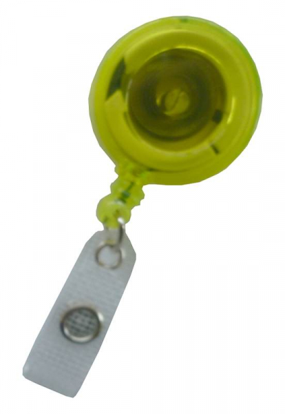JOJO – Ausweishalter Ausweisclip Schlüsselanhänger, runde Form, Gürtelclip, Druckknopfschlaufe, Farbe transparent gelb - 10 Stück