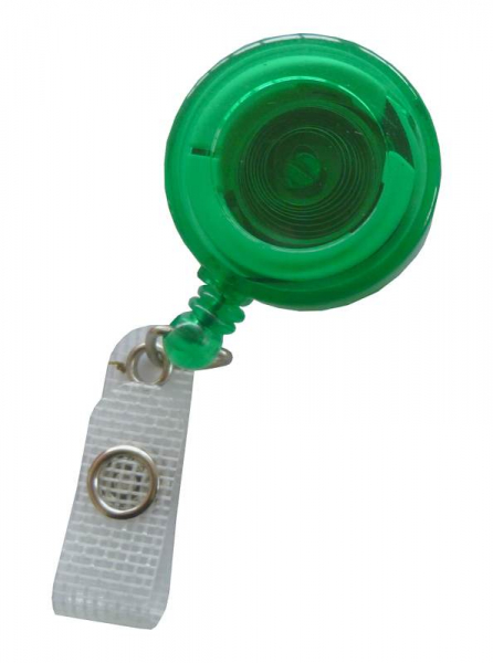 JOJO – Ausweishalter Ausweisclip Schlüsselanhänger, runde Form, Gürtelclip, Druckknopfschlaufe, Farbe transparent grün - 10 Stück