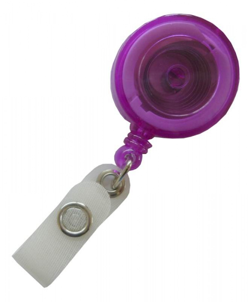 JOJO – Ausweishalter Ausweisclip Schlüsselanhänger, runde Form, Gürtelclip, Druckknopfschlaufe, Farbe transparent lila - 10 Stück