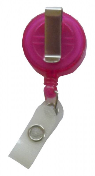 JOJO – Ausweishalter Ausweisclip Schlüsselanhänger, runde Form, Gürtelclip, Druckknopfschlaufe, Farbe transparent pink - 100 Stück