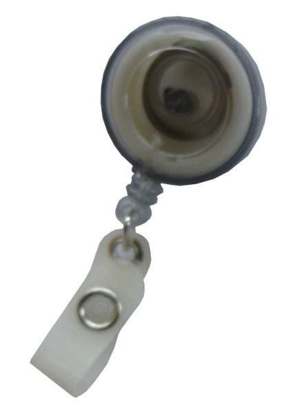 JOJO – Ausweishalter Ausweisclip Schlüsselanhänger, runde Form, Gürtelclip, Druckknopfschlaufe, Farbe transparent rauch - 10 Stück