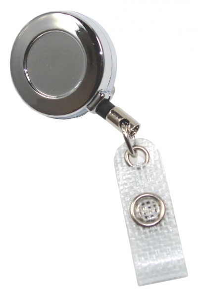 JOJO – Ausweishalter Ausweisclip Schlüsselanhänger, runde Form, aus Metall, Gürtelclip, Druckknopfschlaufe, Farbe silber - 100 Stück