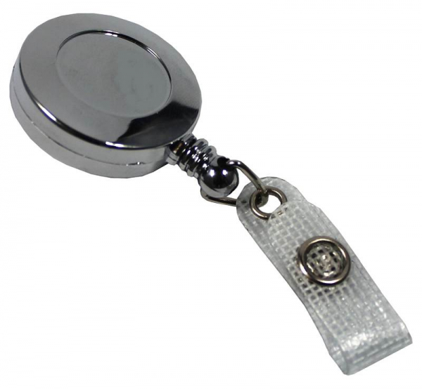 JOJO – Ausweishalter Ausweisclip Schlüsselanhänger, runde Form, Gürtelclip, Druckknopfschlaufe, Farbe silber - 100 Stück