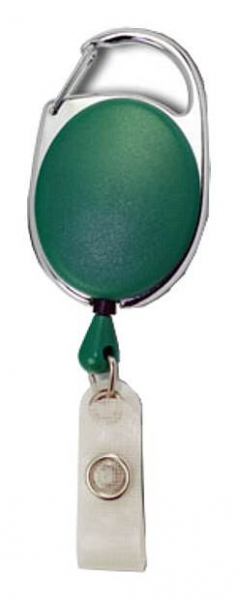 JOJO – Ausweishalter Ausweisclip Schlüsselanhänger ovale Form, Metallumrandung Druckknopfschlaufe, Farbe grün - 10 Stück