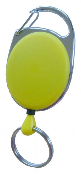 JOJO – Ausweishalter Ausweisclip Schlüsselanhänger ovale Form, Metallumrandung Schlüsselring, Farbe gelb - 10 Stück