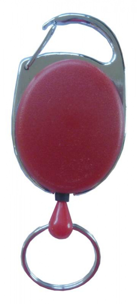 JOJO – Ausweishalter Ausweisclip Schlüsselanhänger ovale Form, Metallumrandung Schlüsselring, Farbe rot - 10 Stück