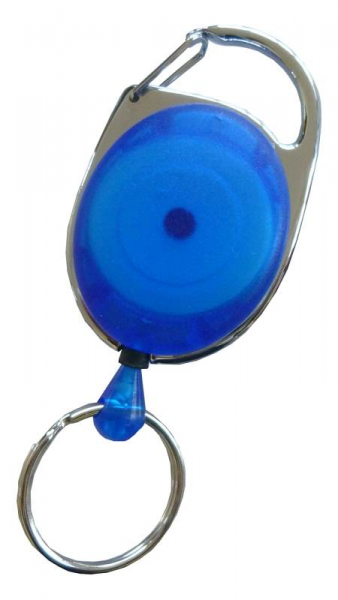 JOJO – Ausweishalter Ausweisclip Schlüsselanhänger ovale Form, Metallumrandung Schlüsselring, Farbe transparent blau - 10 Stück
