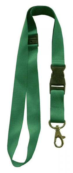 Umhängeband / Lanyards / Schlüsselanhänger aus Polyester mit drehbarem Karabinerhaken, mit Steckschnalle und Sicherheitsbruchstelle, Farbe: grün - 10 Bänder