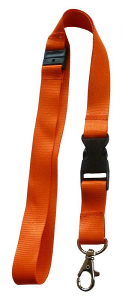 Umhängeband / Lanyards / Schlüsselanhänger aus Polyester mit drehbarem Karabinerhaken, mit Steckschnalle und Sicherheitsbruchstelle, Farbe: orange - 10 Bänder