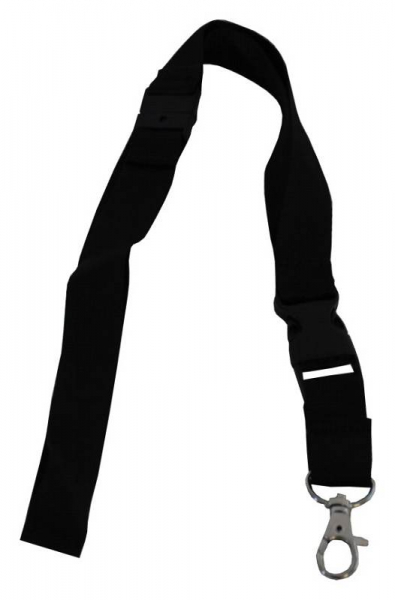 Umhängeband / Lanyards / Schlüsselanhänger aus Polyester mit drehbarem Karabinerhaken, mit Steckschnalle und Sicherheitsbruchstelle, Farbe: schwarz - 100 Bänder