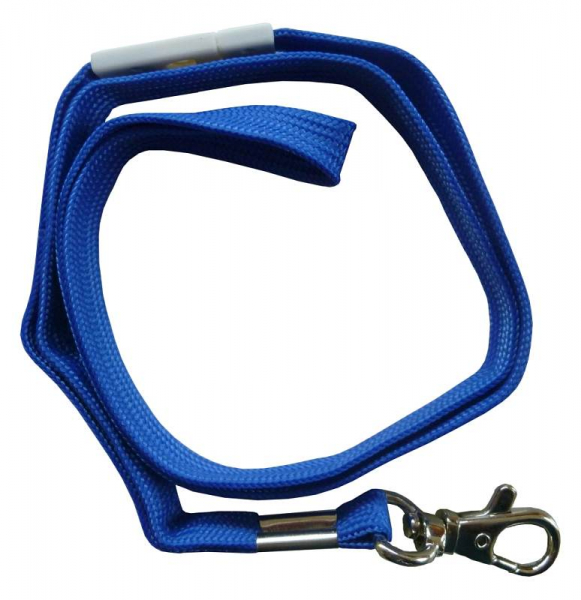 Umhängeband / Lanyards Schlüsselanhänger, aus weichem Polyester, mit drehbaren Karabinerhaken, Sicherheitsbruchstelle, Farbe: blau - 10 Bänder
