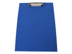 Klemmbrett / Schreibplatte / Klemmplatte A4 economy aus Graupappe, mit PVC-Folien-Überzug, mit Drahtbügelklemme, leinengeprägt, Farbe: blau - 1 Stück