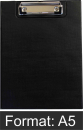 Klemmbrettmappe / Schreibmappe / Clipboard-Mappe A5 economy aus Graupappe, mit PVC-Folien Überzug, mit Drahtbügelklemme und Vorderdeckel, leinengeprägt, Farbe: schwarz - 1 Stück