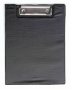 Klemmbrettmappe / Schreibmappe / Clipboard-Mappe A5 economy aus Graupappe, mit PVC-Folien Überzug, mit Drahtbügelklemme und Vorderdeckel, leinengeprägt, Farbe: schwarz - 1 Stück