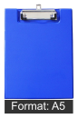 Klemmbrettmappe / Schreibmappe / Clipboard-Mappe A5 economy aus Graupappe, mit PVC-Folien Überzug, mit Drahtbügelklemme und Vorderdeckel, leinengeprägt, Farbe: blau - 1 Stück
