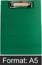 Klemmbrettmappe / Schreibmappe / Clipboard-Mappe A5 economy aus Graupappe, mit PVC-Folien Überzug, mit Drahtbügelklemme und Vorderdeckel, leinengeprägt, Farbe: grün - 1 Stück
