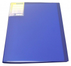 EXXO by HFP Sichtbuch / Sichthüllenmappe, A4, aus PP, mit 20 fest eingeschweißten und oben offenen Klarsichthüllen, mit Einschubtasche auf der Vorderseite, Farbe: transparent blau – 1 Stück