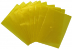 Dokumententaschen Sammelmappen Sichttaschen A5 quer transparent gelb - Dokumentenmappe mit Klappe und Druckknopf- 10 Stück