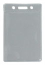 Ausweishülle / Kartenhalter  / Kunststoffhalter, für Namenschilder, vertikal tragbar, Langloch, zwei Rundlöchern, Farbe: transparent - 10 Stück